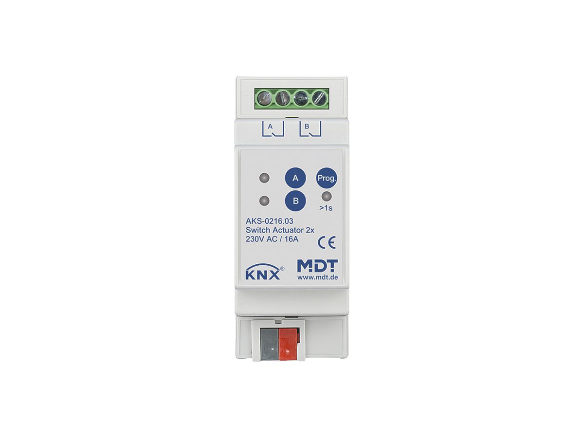 REG-Schaltaktor KNX MDT AKS-0216.03 2-Kan 16A 230VAC 2TE