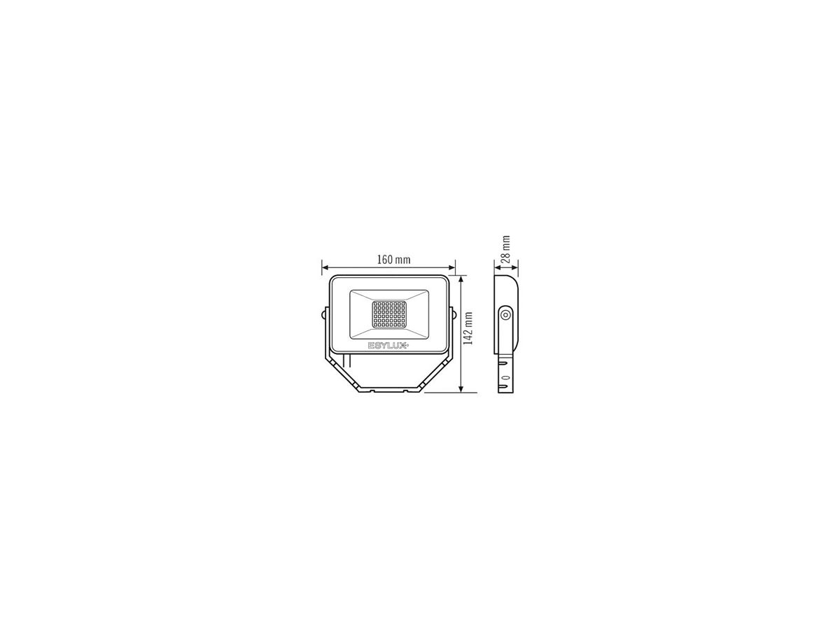 LED-Strahler ESYLUX OFL BASIC, 10W 4000K 1000lm 148×28×100mm IP65, schwarz