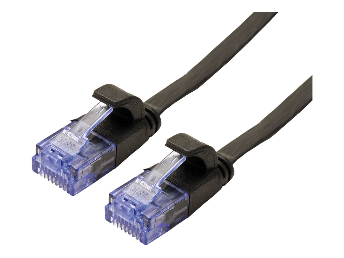 Patchkabel RJ45 VALUE Kat.6A U/UTP AWG32 PVC flach schwarz 2m