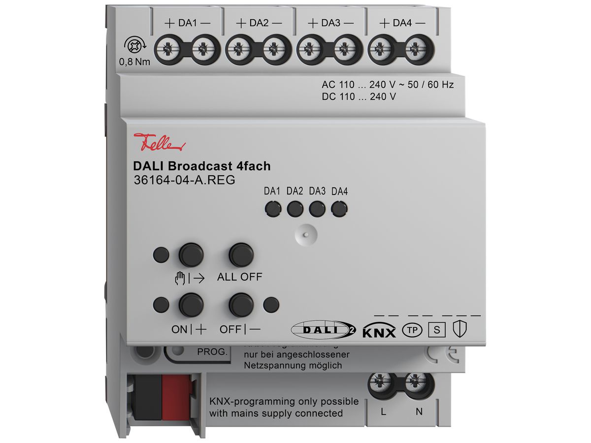 REG-DALI-Broadcast Aktor Feller KNX Data Secure 4TE 4 Kanal IP20
