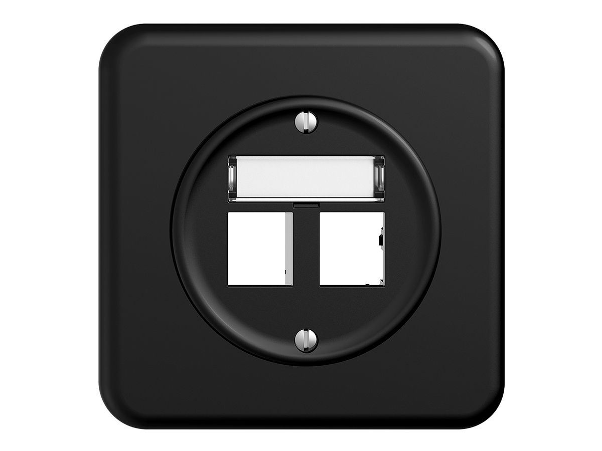 UP-Montageset Sdue QMI, Geradeauslass 2×RJ45 freenet schwarz