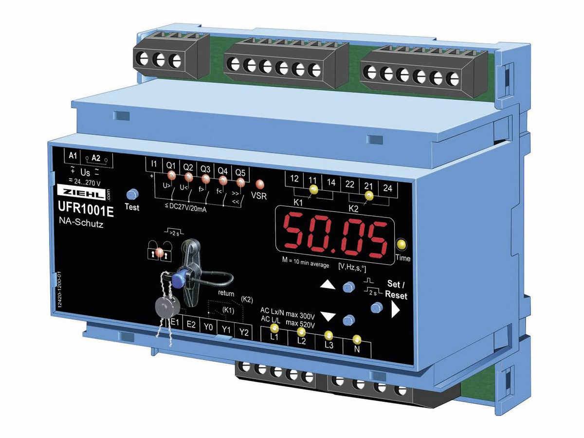 REG-Spannung-/Frequenzrelais UFR1001E - Netz- und Anlageschutz, 2-Wechslerkon.