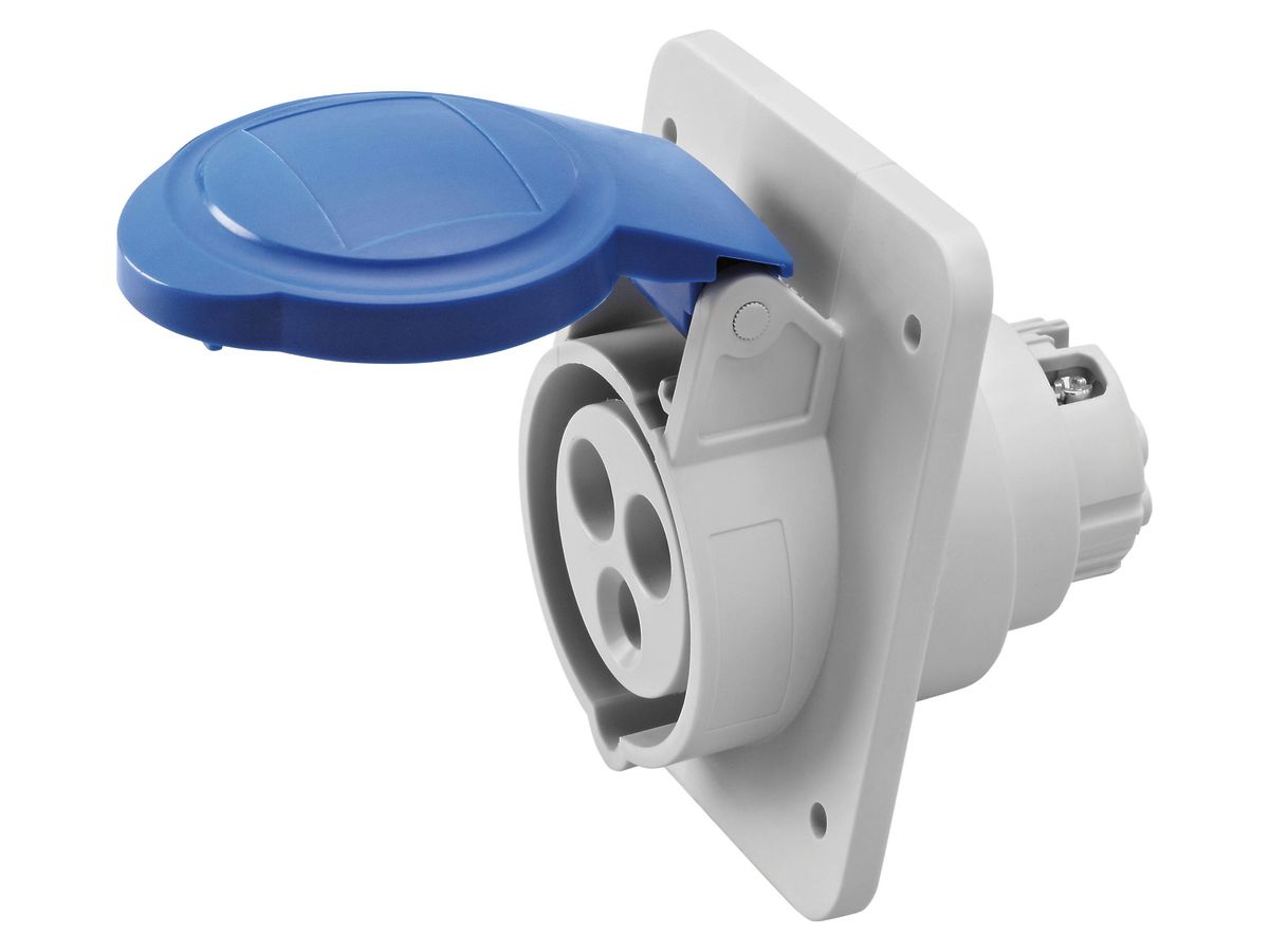 EB-Steckdose CEE GEWISS 16A IP44 3P 6h 250V Schraubklemmen 85×75mm blau