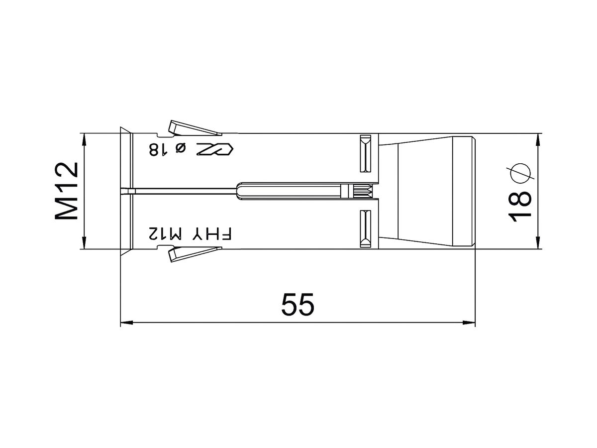 Hohlraumdübel BET FHY M12 55mm St galvanisch/ elektrolytisch verz.
