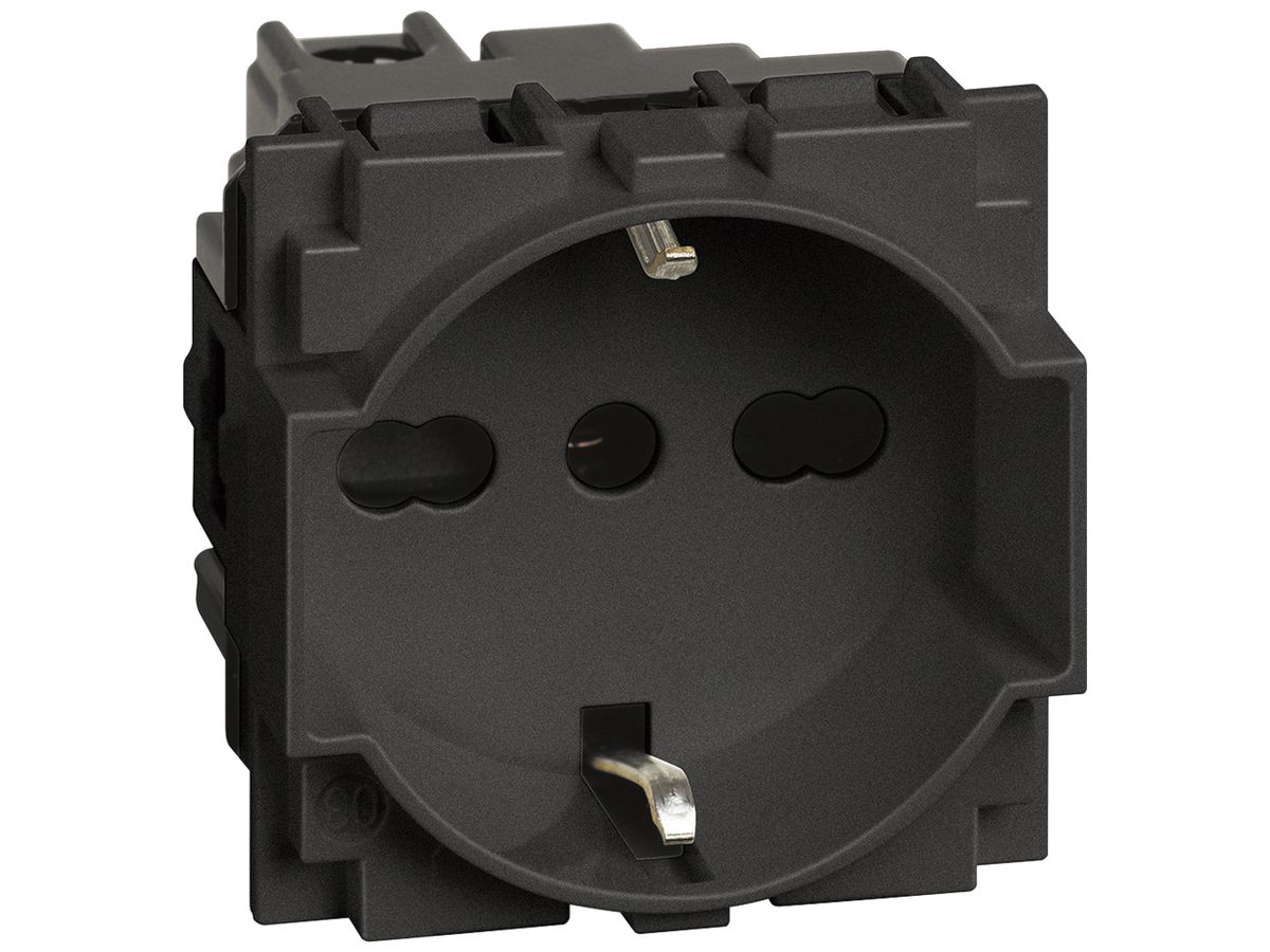 Steckdose Living Now Schuko/Italien mit Schraubklemmen 2 Module 16A schwarz