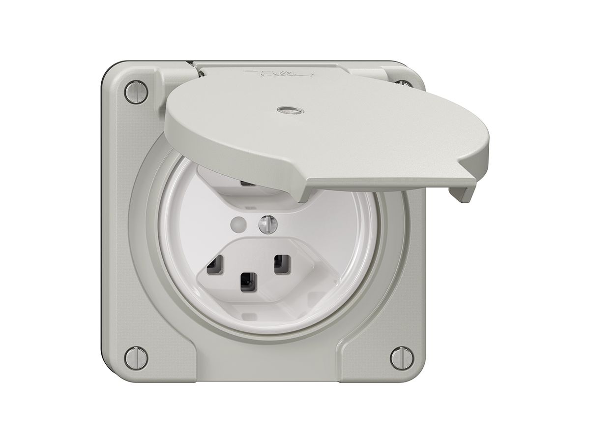 Steckdose NEVO N.CO, 2×T23, IP21, m.LED, lichtgrau