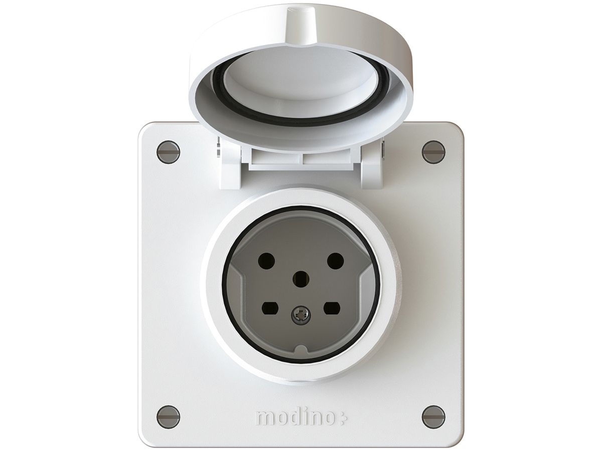 Steckdose MAX HAURI EXO 1×T15, IP55, weiss