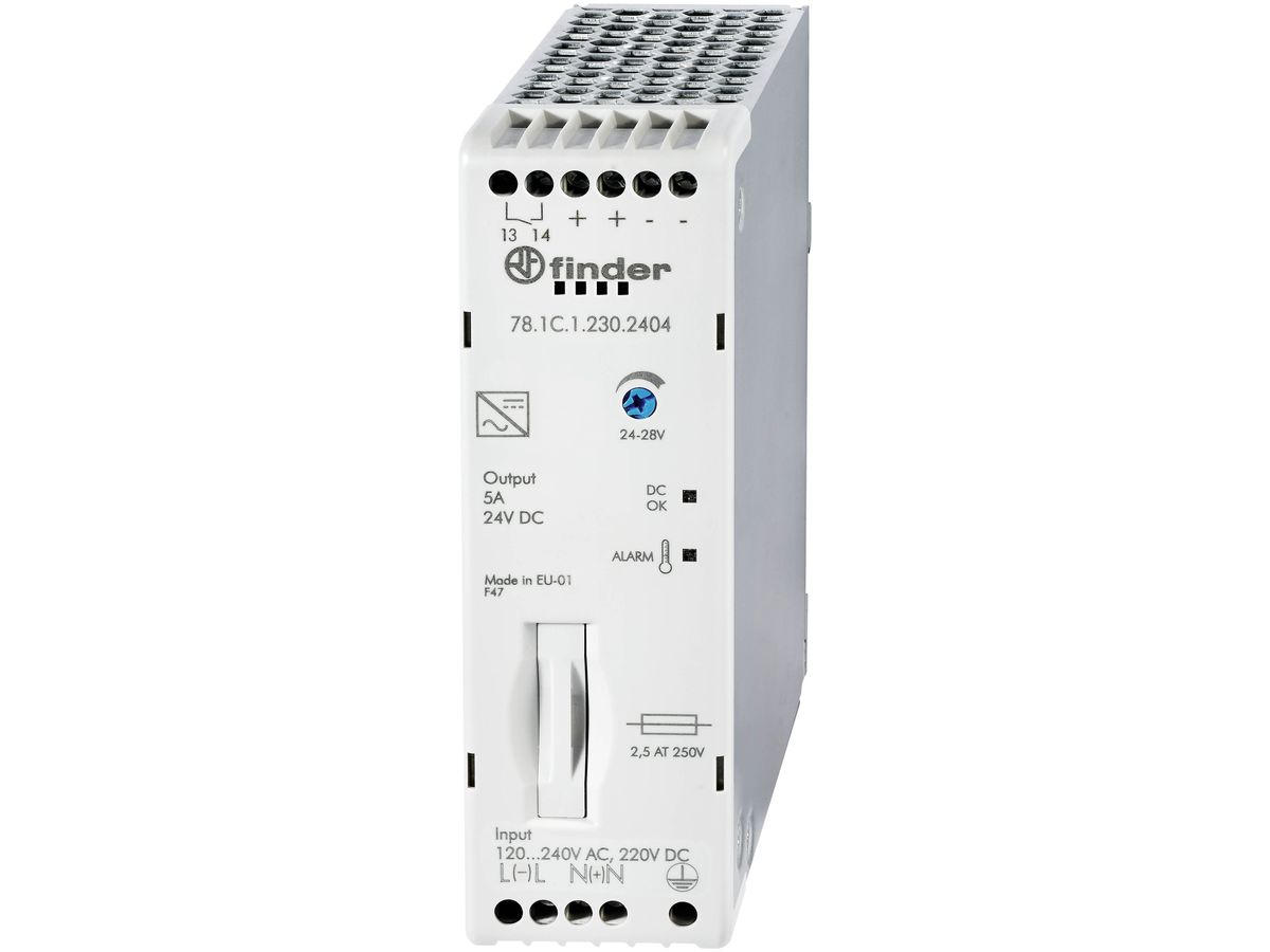 EB-Schaltnetzteil Finder 78.1C, 24VDC 120W Vorwarnung