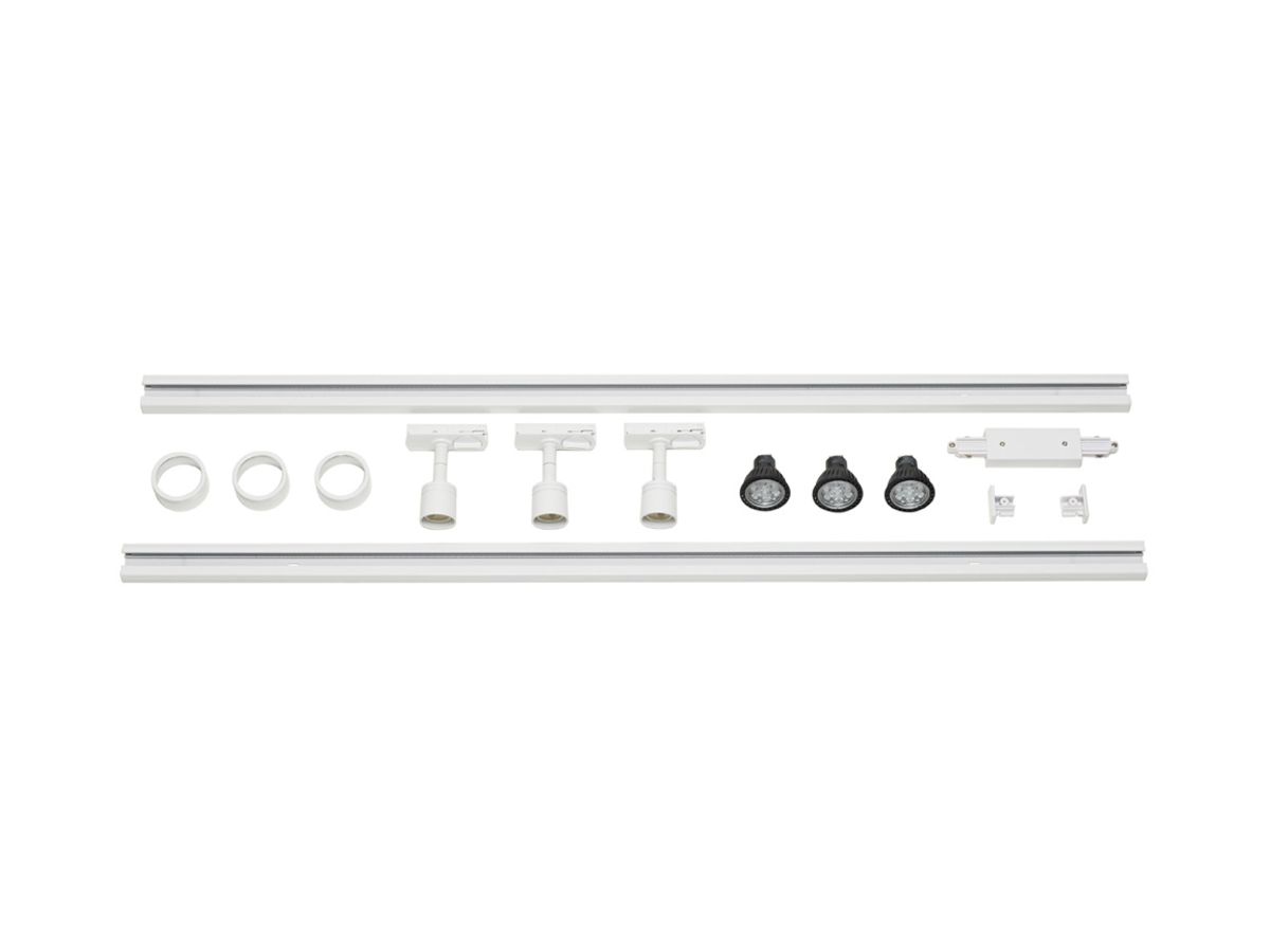 Hochvolt-Set SLV für 1-Phasen Stromschiene, 3×GU10 4.3W IP20 weiss