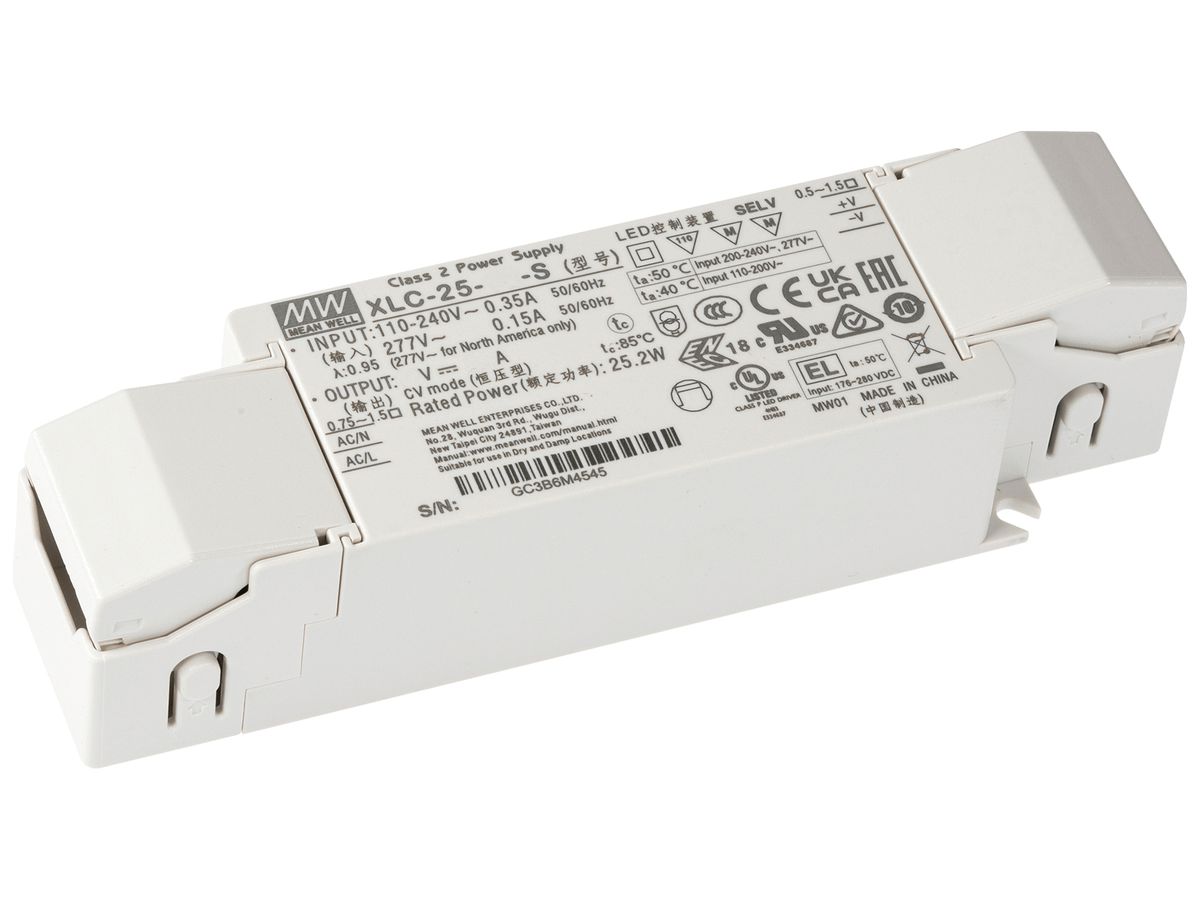 LED-Betriebsgerät MEAN WELL XLC 0…25W 24V 0…1050mA ON/OFF 147×40×32mm