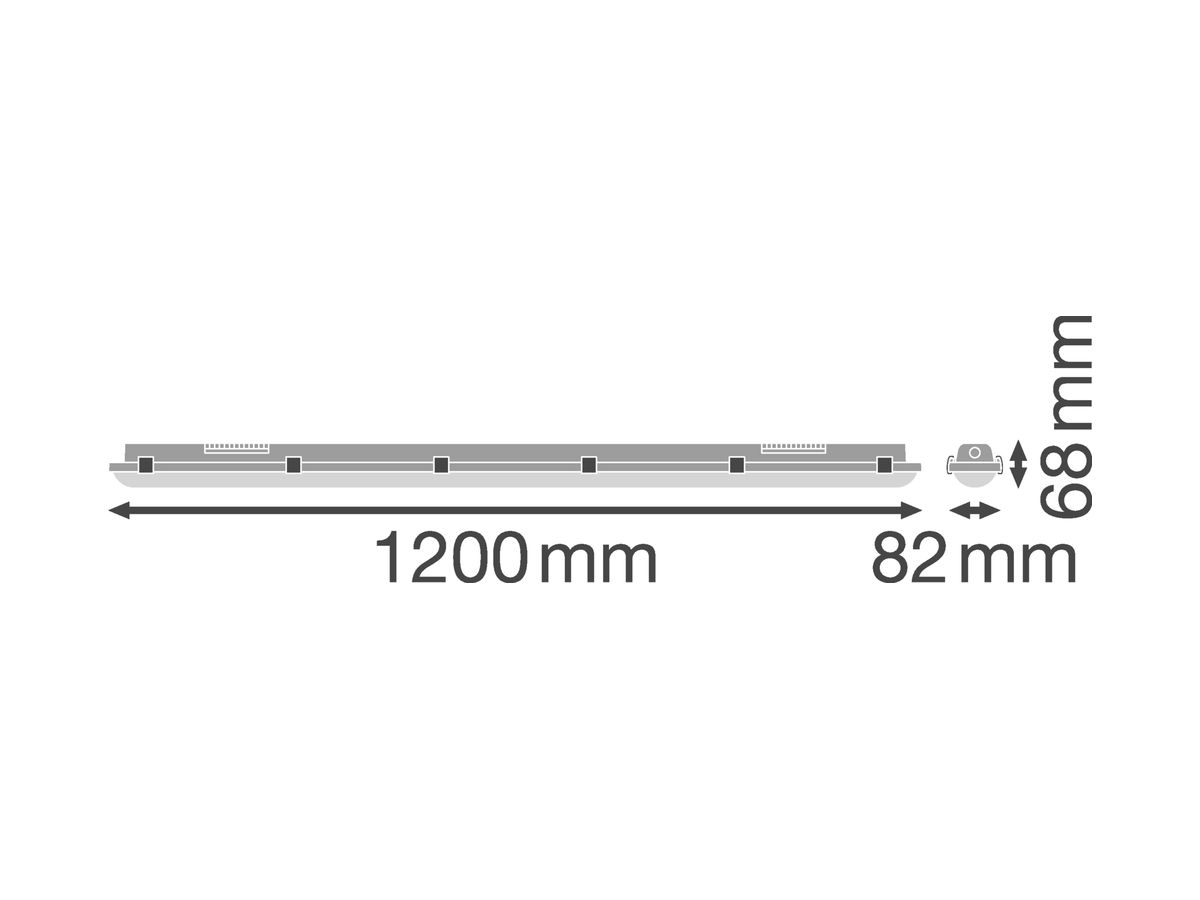 LED-Feuchtraumleuchte LEDVANCE DAMP PROOF 1200, 18W 4000K IP65 grau