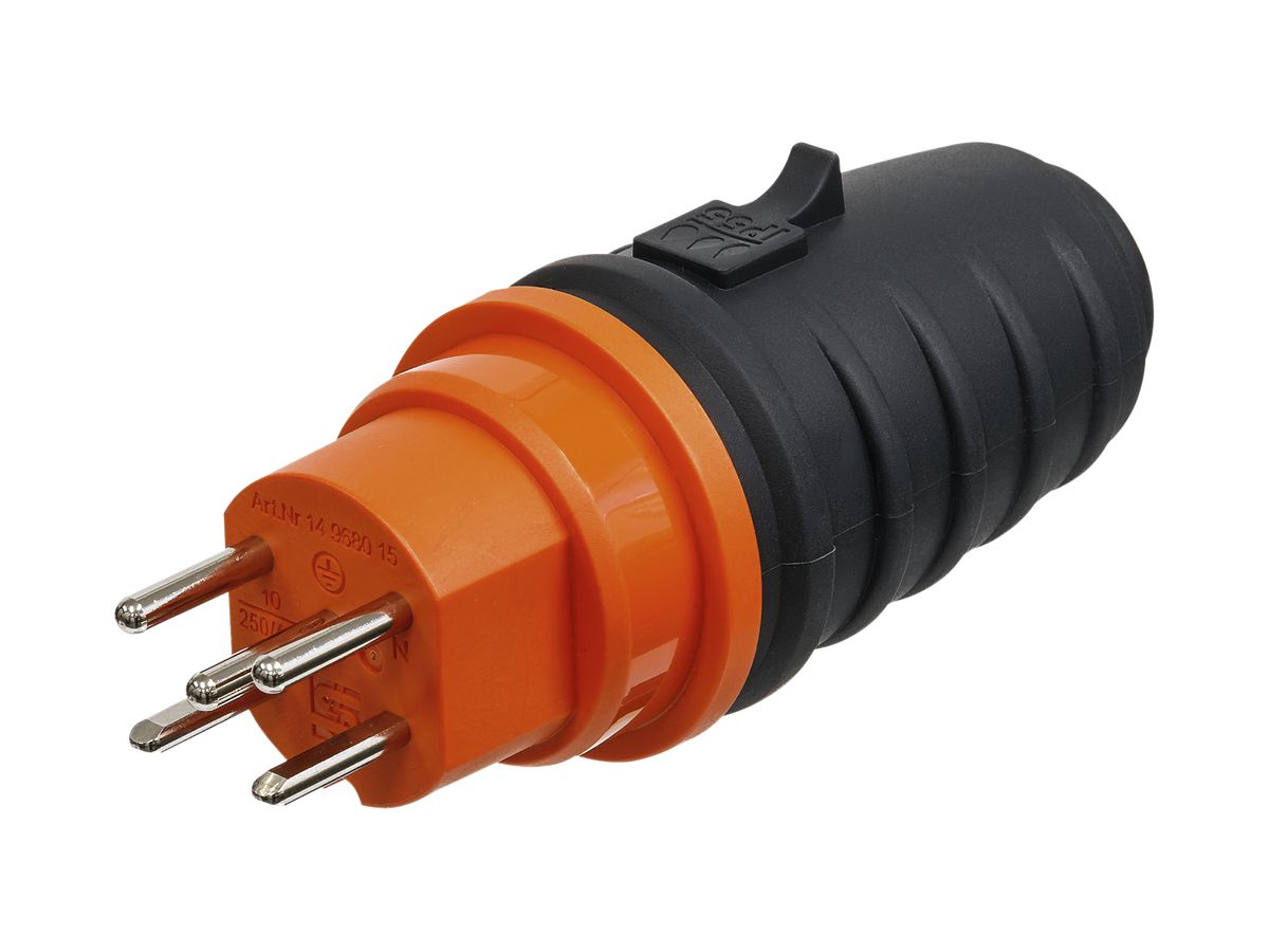 Stecker Steffen T15 IP55 10A 400V, anthrazit/orange