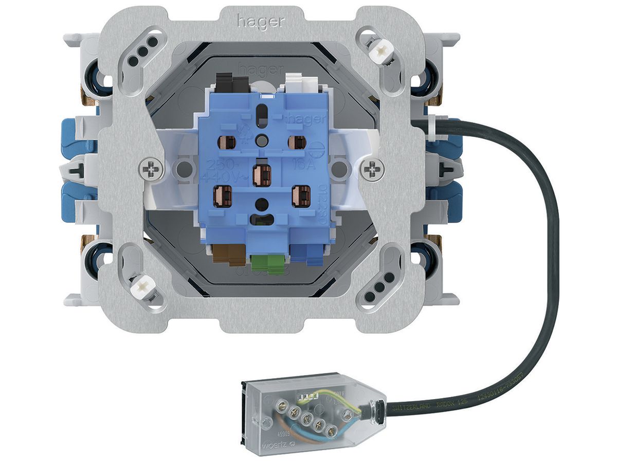 EB-Steckdose 1×T15/25 Hager Technofil mit EB-Dose G3