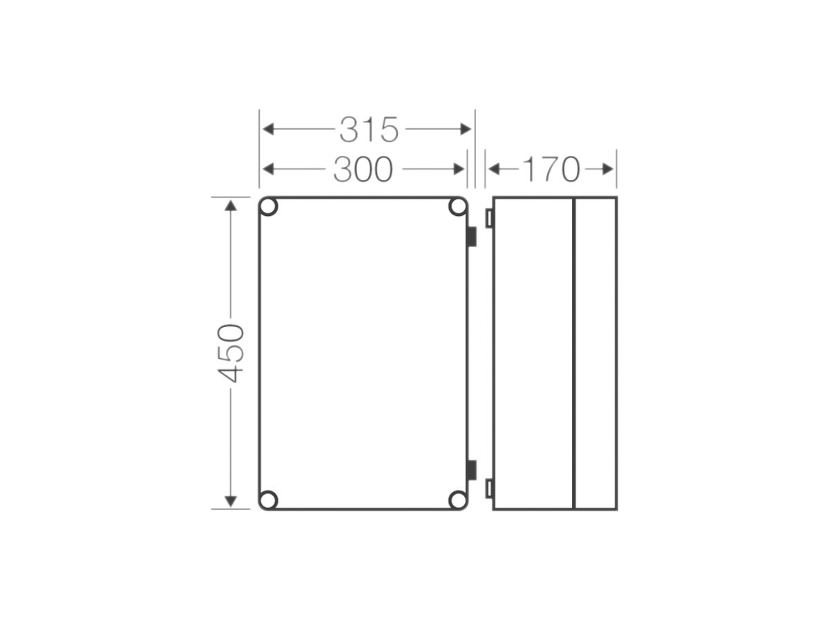 Apparategehäuse grau MI 9301 leer mit Deckel 450×300×170mm
