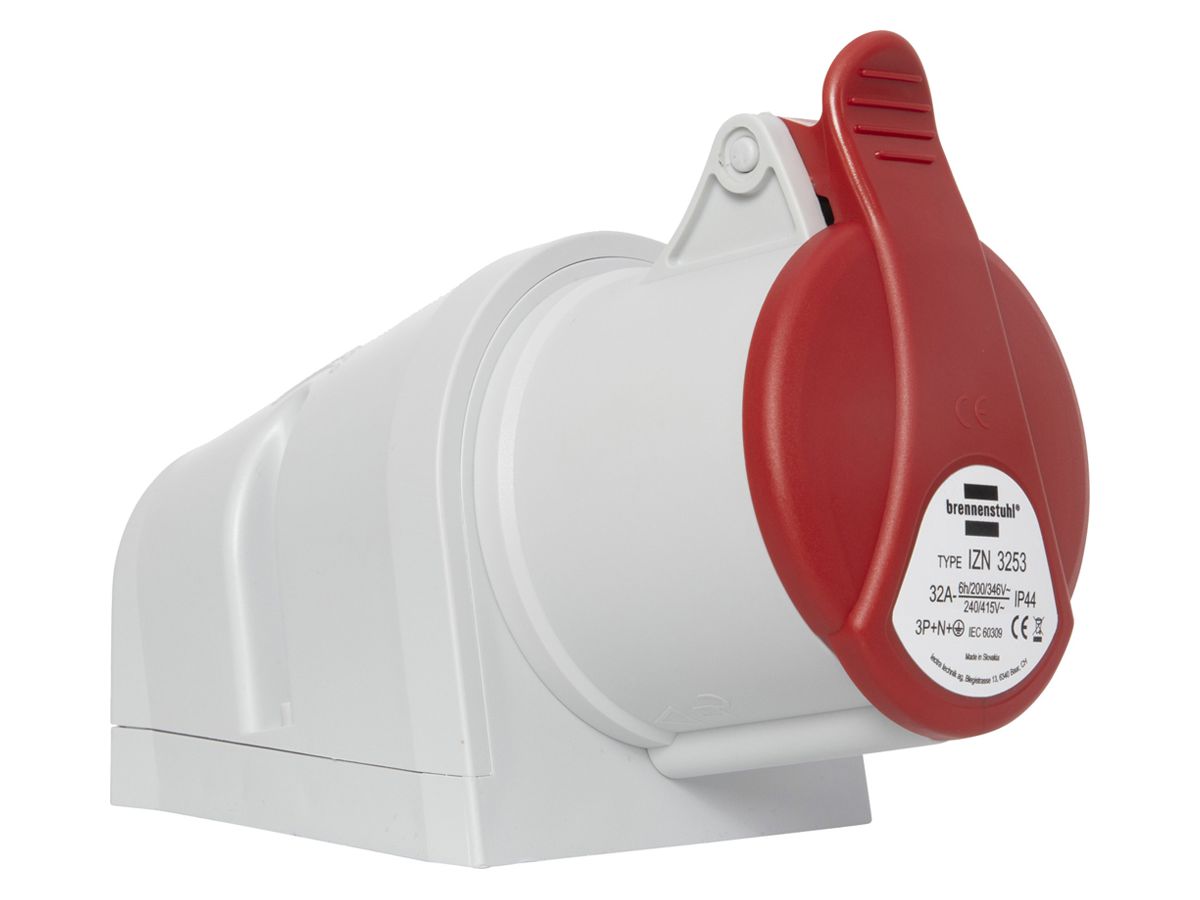 AP-Wandsteckdose Brennenstuhl CEE 32A 3L+N+PE 400V 6h rot 190×89×128mm IP44