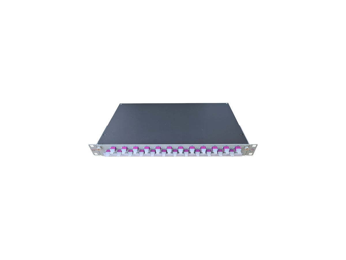 Spleissbox 19" Dätwyler OV-CH 24×LCD/PC violett OM4 versetzt 1HE Silber