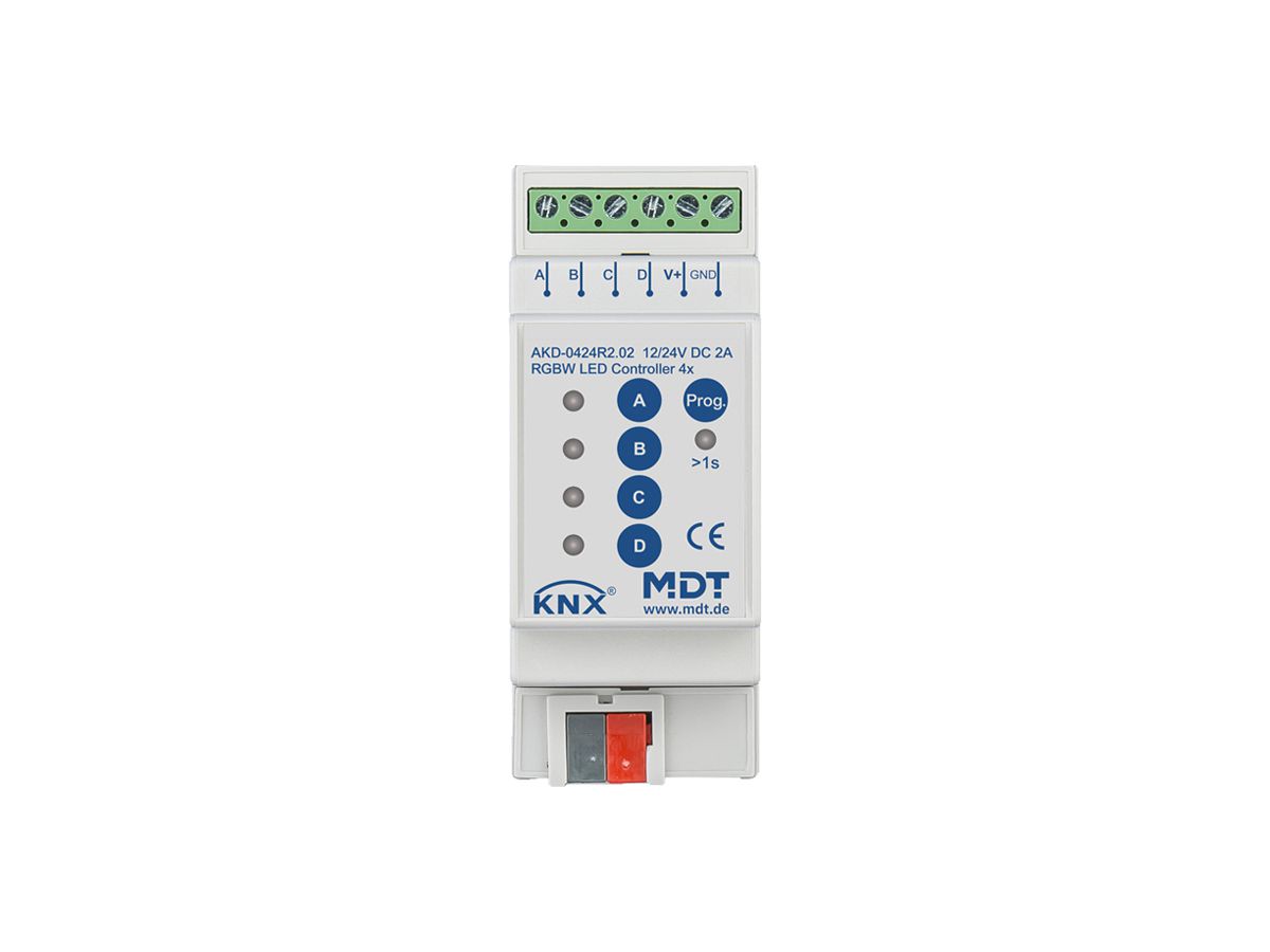 REG-LED-Betriebsgerät KNX MDT AKD-0424R2.02 2-Kan 48W 12…24V 2TE