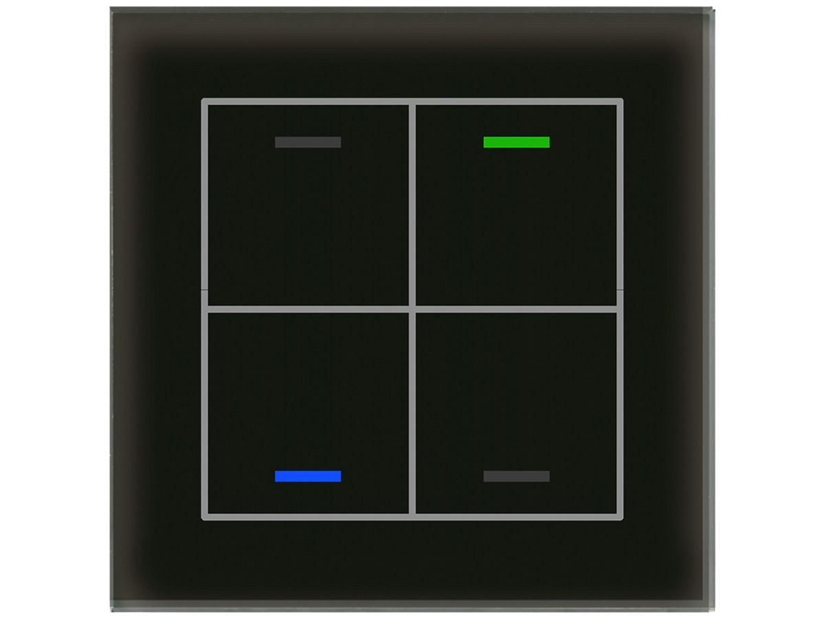 UP-Taster KNX RGBW MDT BE-GTL4TS.01S 4T/4B Temp.Glas schwarz "neutral"