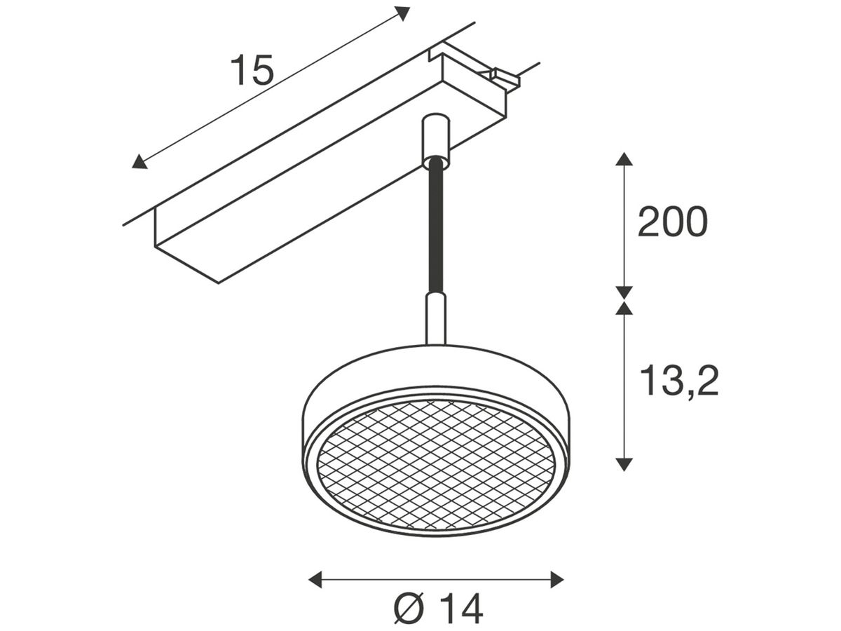 LED-Pendelleuchte SLV GRIP FLAT 16W 400lm 2700…3000K DIM Ø140mm schwarz