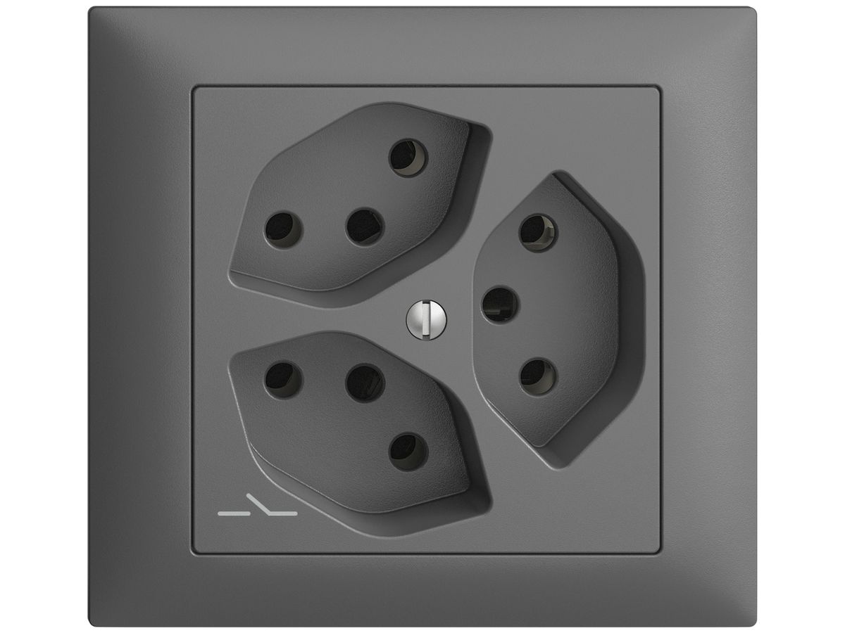 EB-Steckdose EDIZIOdue 3×T13 1×S dunkelgrau