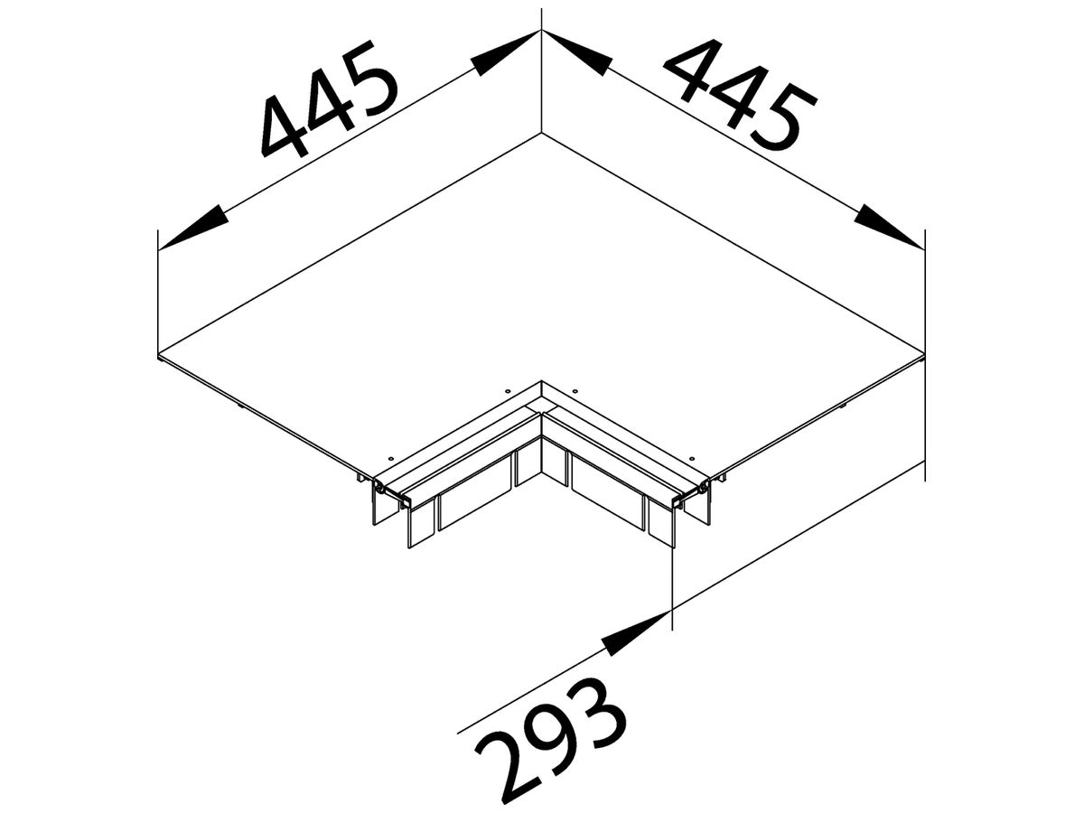 Flachwinkel tehalit BKB Oberteil Ausseneck für Bodenkanal 300×445×3mm