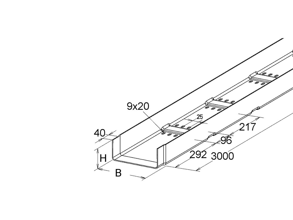 Kabelkanal EBO KKL 80150 gelocht L=3m