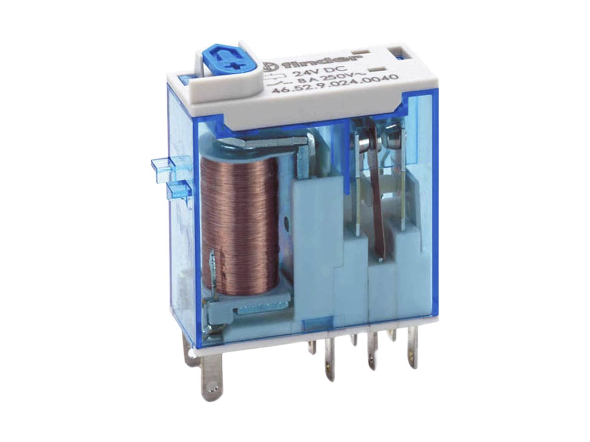 Industrierelais Finder 46, 2W 8A/24VDC AgNi+Au LED/Anzeige
