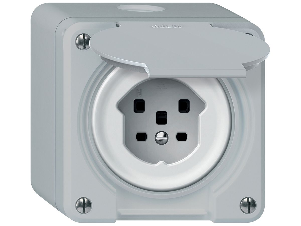 AP-Steckdose robusto 1×T25 16A 400V 86×86mm IP21 grau