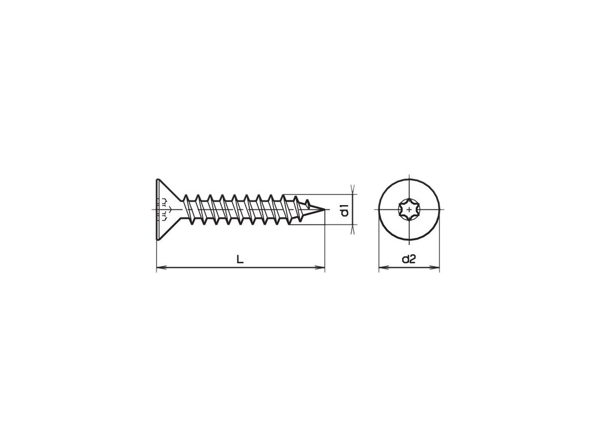 Senkkopf-Spanplattenschraube 3.5×25mm SK SPS Torx T10 verzinkt