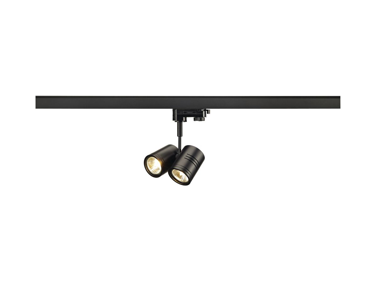 Strahler SLV BIMA, 2×GU10 50W mit 3-Phasen-Adapter IP20 schwarz