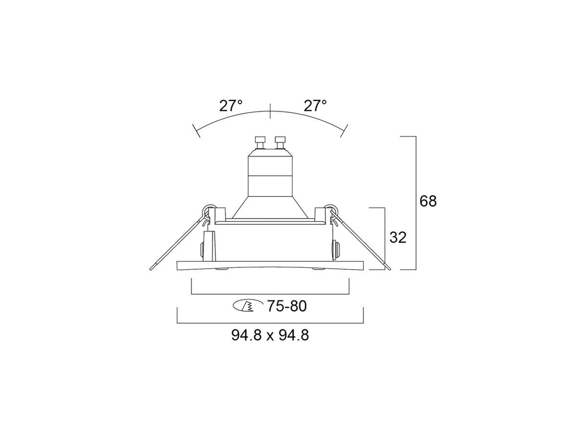 EB-Spot Sylvania INSET GU10 1×75W IP20/44 100×95×95mm aluminium