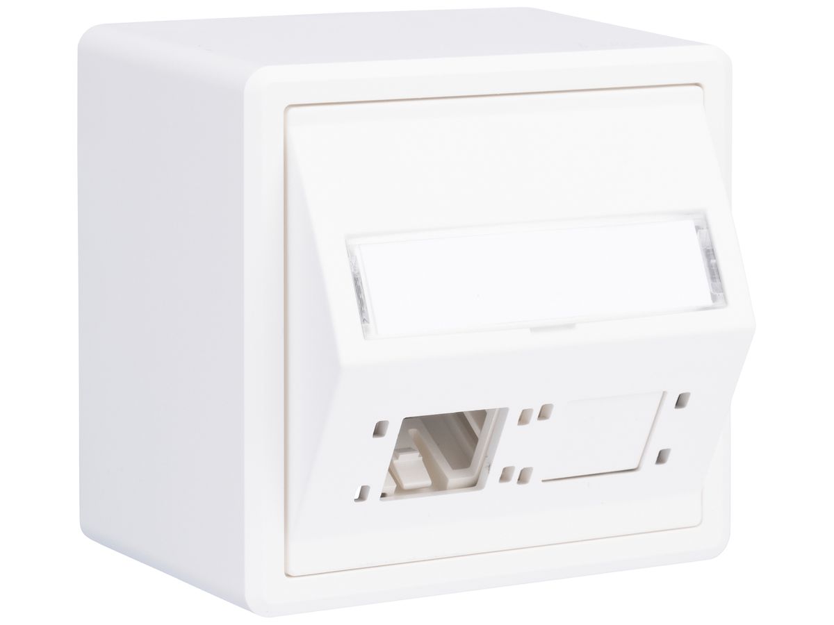 AP-Anschlussdose R&M schräg für 2 Buchsen 74×74×54mm weiss