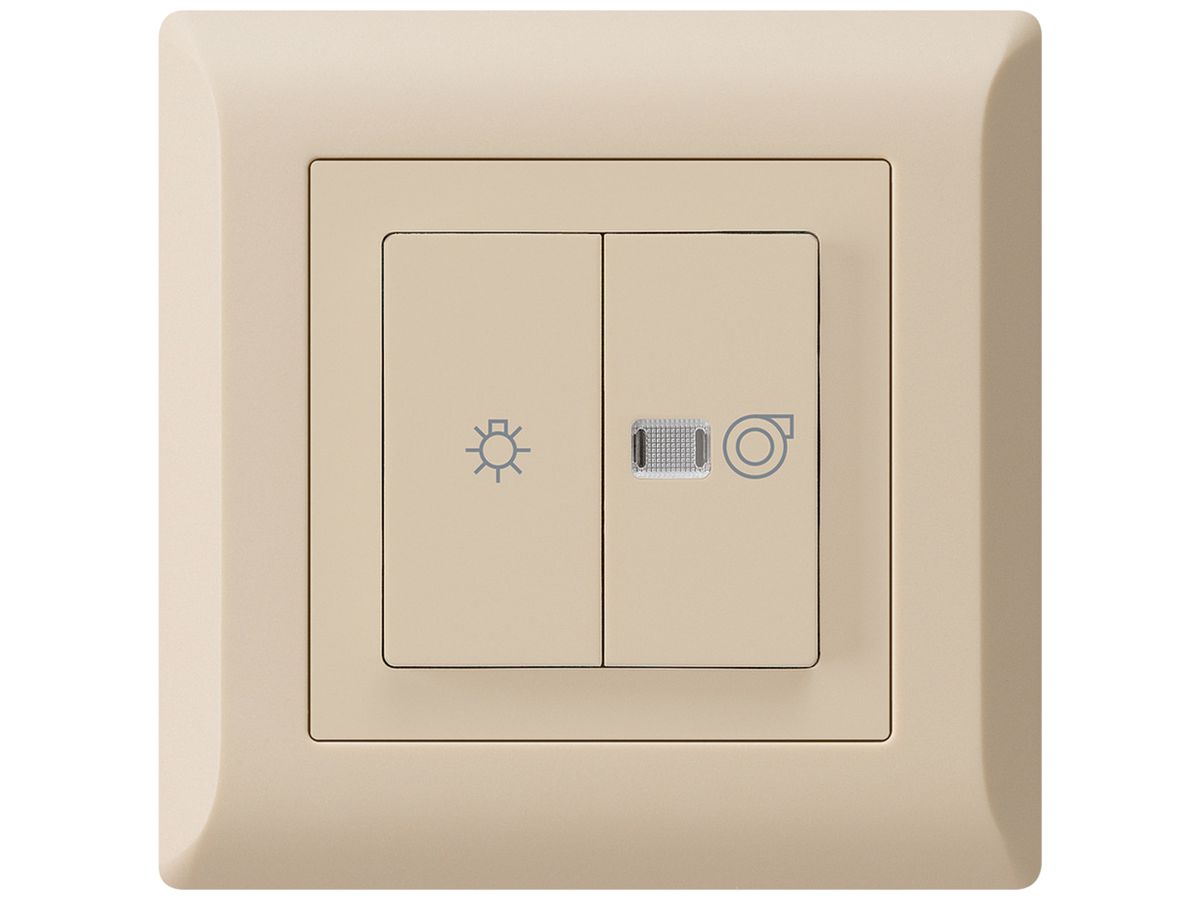 UP-Leuchtdruckschalter kallysto.line beige 1/1L Symbolen Licht+Ventilation