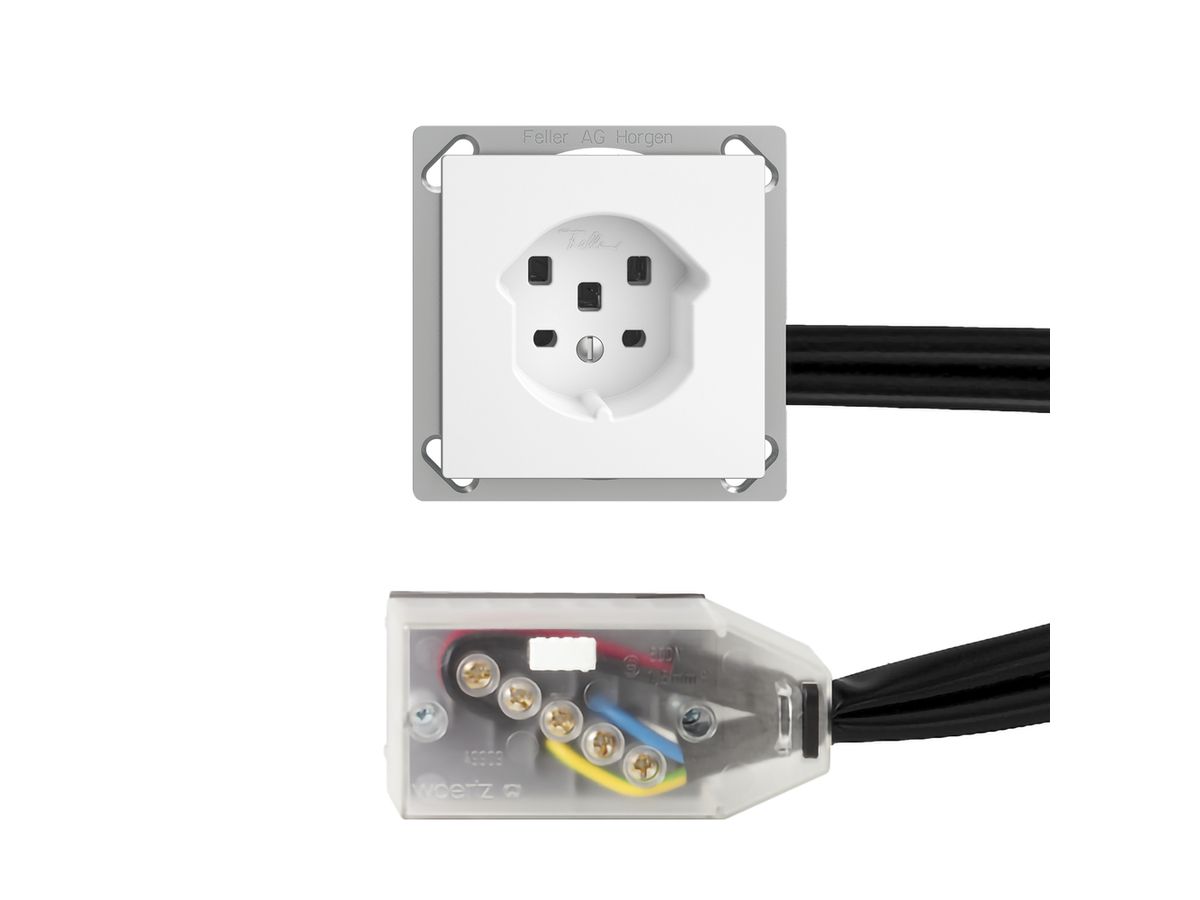 EB-Steckdose EDIZIOdue T25 16A weiss für Flachkabel Technofil