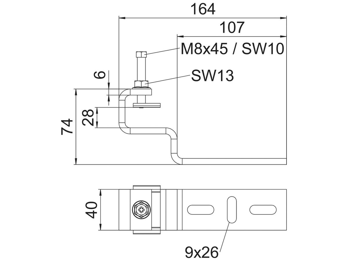 Befestigungsklammer Bettermann BFK V 100 FT Stahl feuerverzinkt