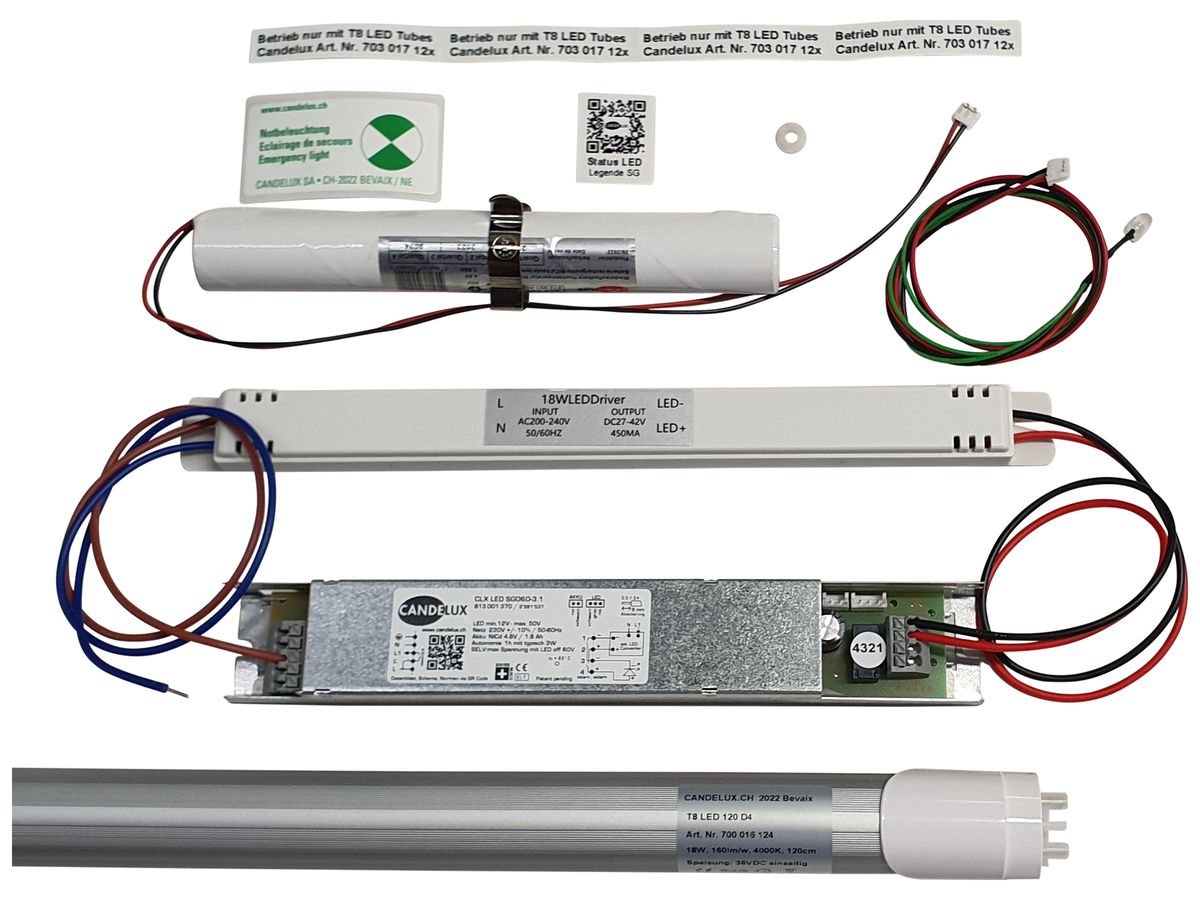 Notlicht-Umbau-Set Candelux RFE LED G13 17W 2880lm 4000K Akku/Driver 1h ST