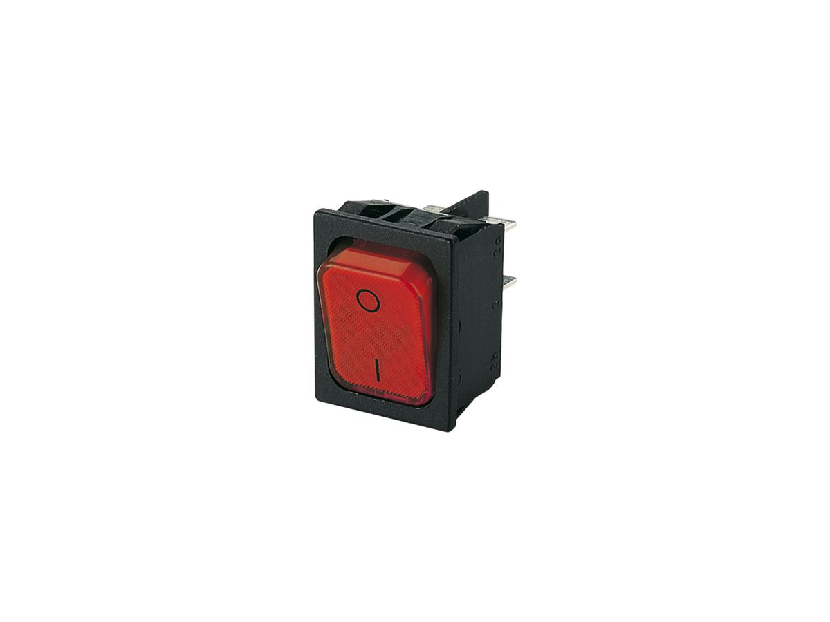 EB-Leuchtwippenschalter Novitronic, 20A/250V 0/2L, Taste rot, schwarz