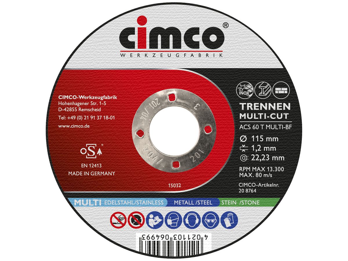 Trennscheibe CIMCO MULTI-CUT Ø115mm Stärke 1.2mm