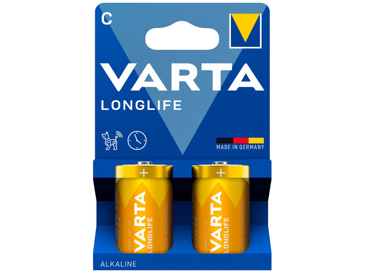 Batterie VARTA Consumer Longlife C Alkali-Mangan 1.5V Blister à 2 Stück