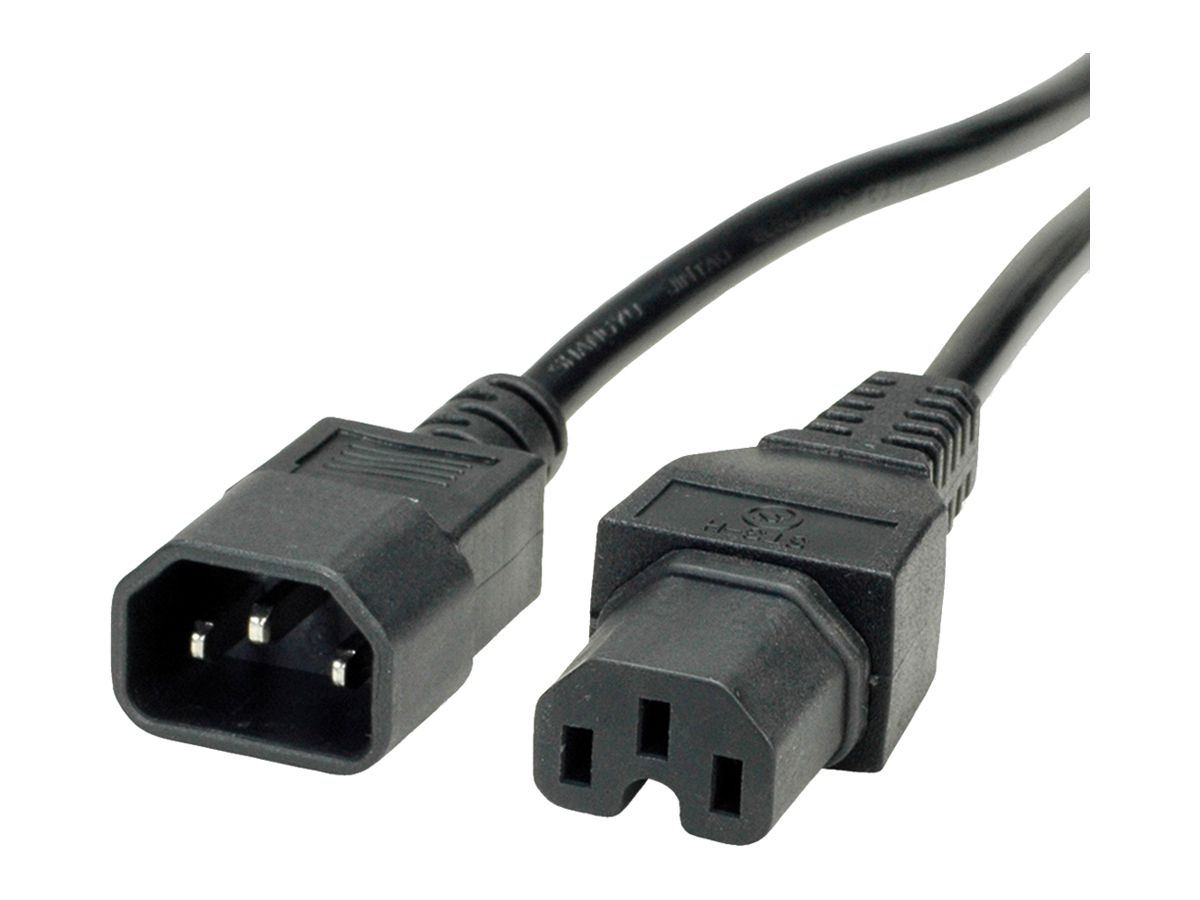 Apparatekabel VALUE C14 → C15 3×1mm² 250VAC/10A schwarz 3m