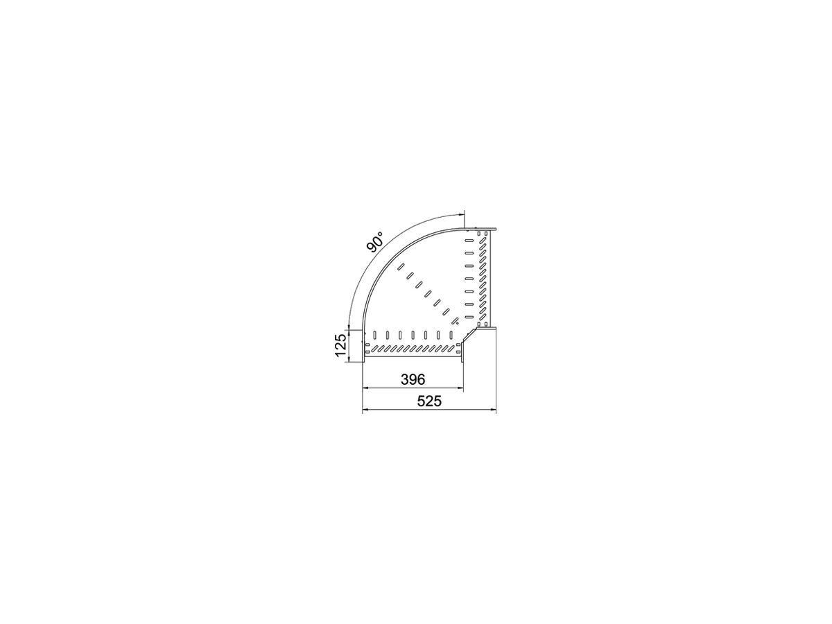 Bogen BET RB 90° 110×400mm Edelstahl A2 blank