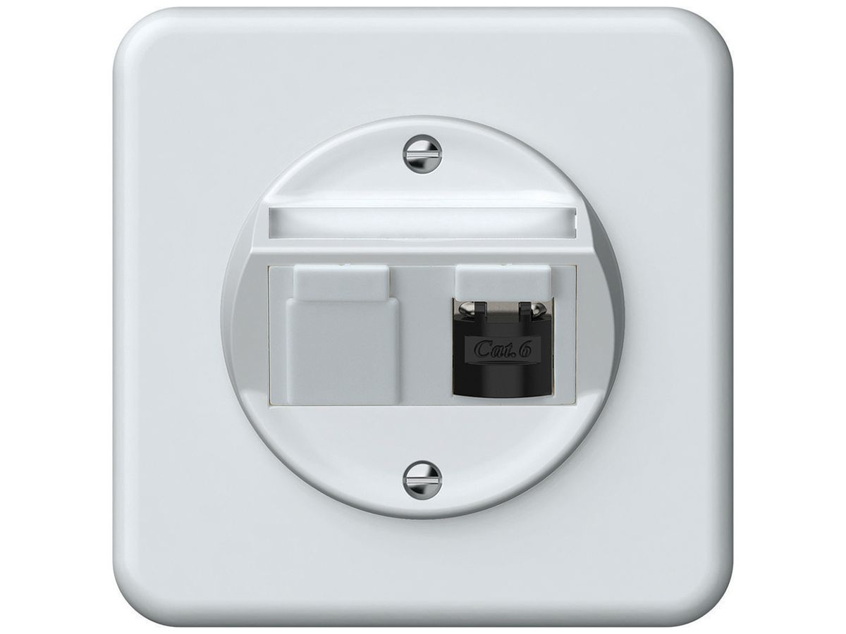 UP-Anschlussdose origin RJ45 8(8) Kat.6 schräg geschirmt 92×92mm weiss