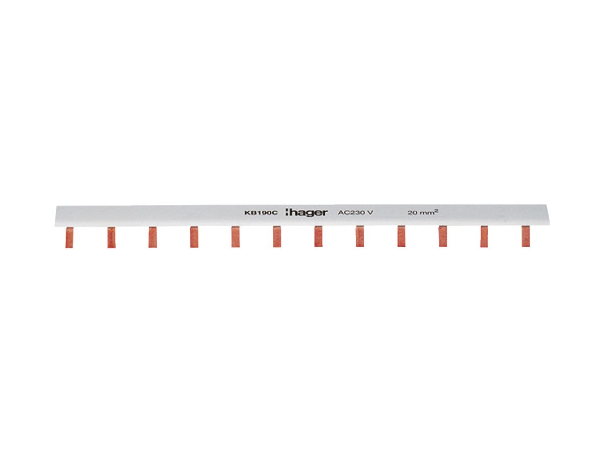 Phasenschiene Hager 1L Stift 16mm² 80A 1000×57mm weiss