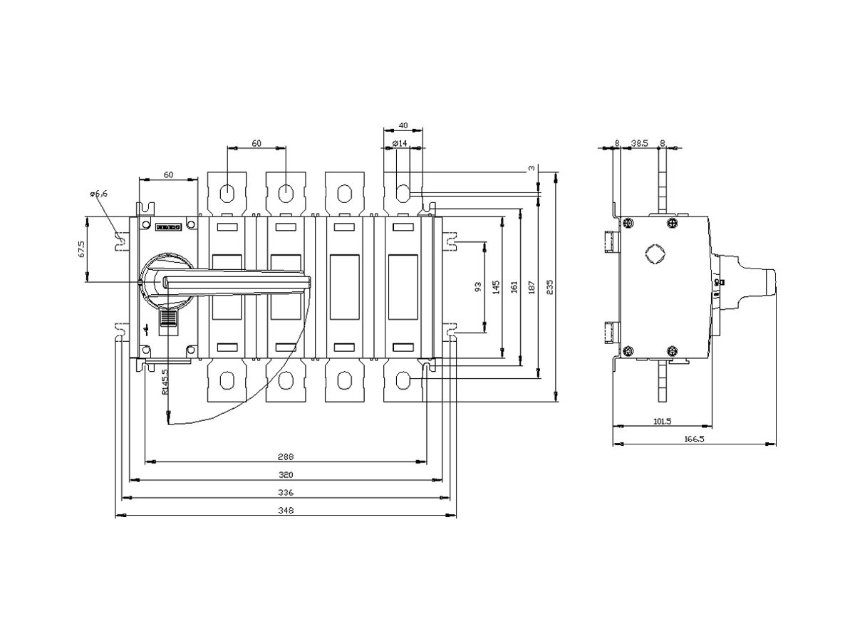 REG-Lasttrennschalter Siemens SENTRON 3KD4 4P 630A 1000V 8NC 8NO IP00 grau