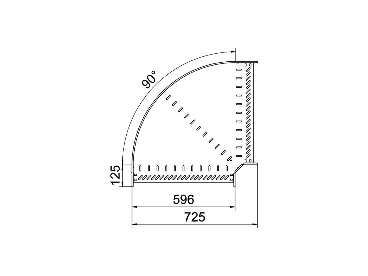 Bogen BET RB 90° 60×600mm Edelstahl A2 blank