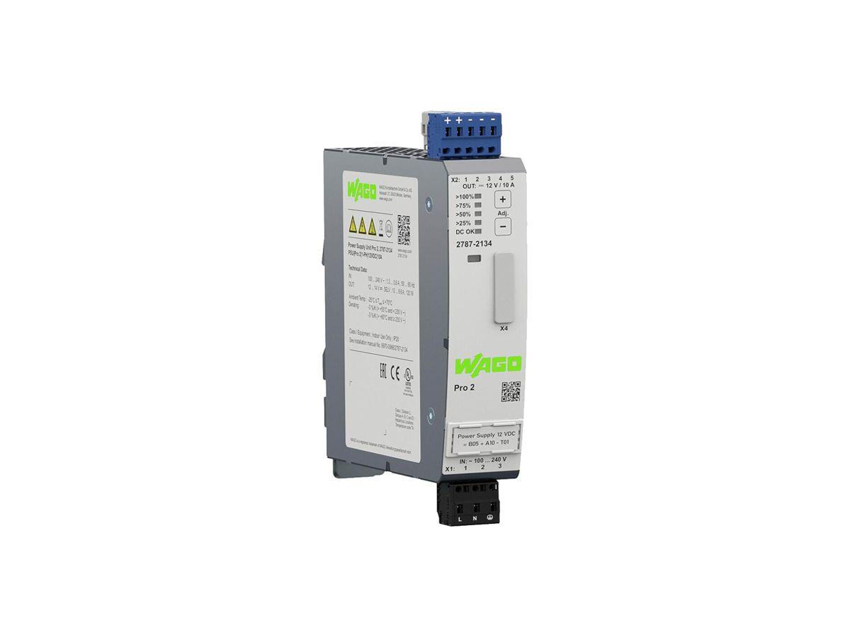EB-Stromversorgung WAGO Pro 2 90…264V 130…373V 12…14V 10A 120W 2TE
