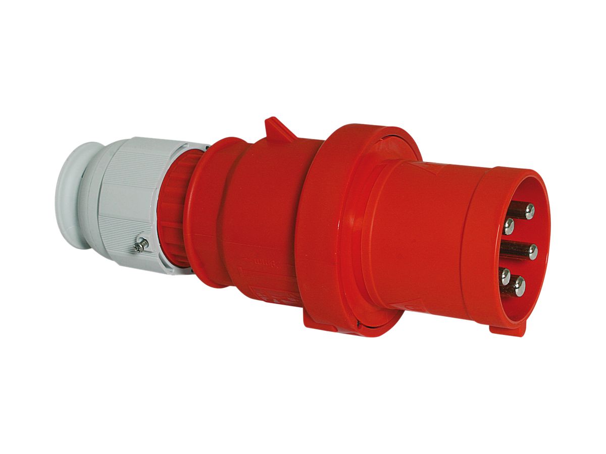 Stecker CEE Bals 5P 63A 400V 6h rot IP44 vernickelt SK, TE-Plus
