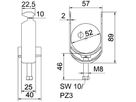 Schnellverleger BET 2056 H-Fuss Kunststoff 46…52mm 1×Kabel A2 1.4301