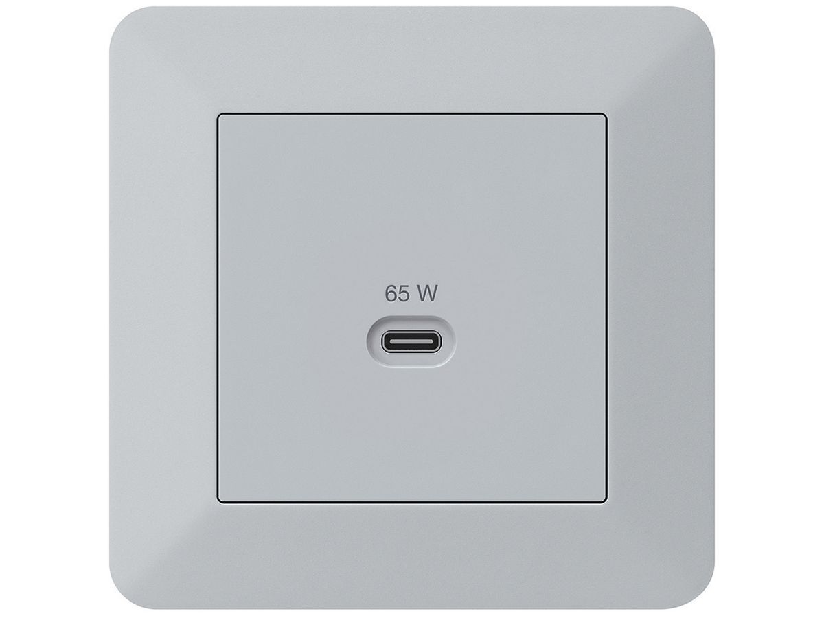 UP-USB-Ladesteckdose Hager kallysto.trend Typ C 65W 3250mA hellgrau