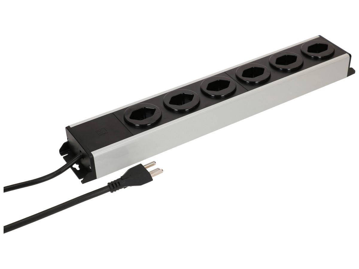 Steckdosenleiste MH POWER LINE 16A 6×T23 1.5m grau-schwarz